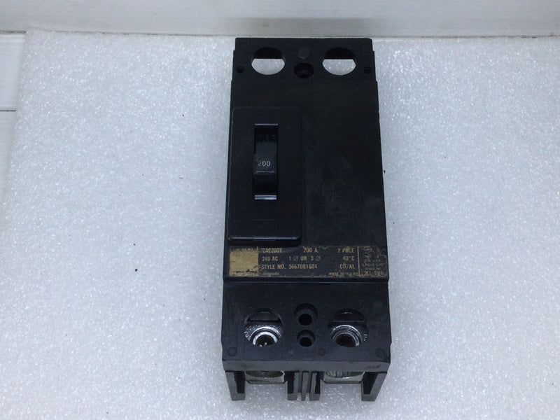 Cutler Hammer CA2200Y 2 Pole 200 Amp 240V CIrcuit Breaker