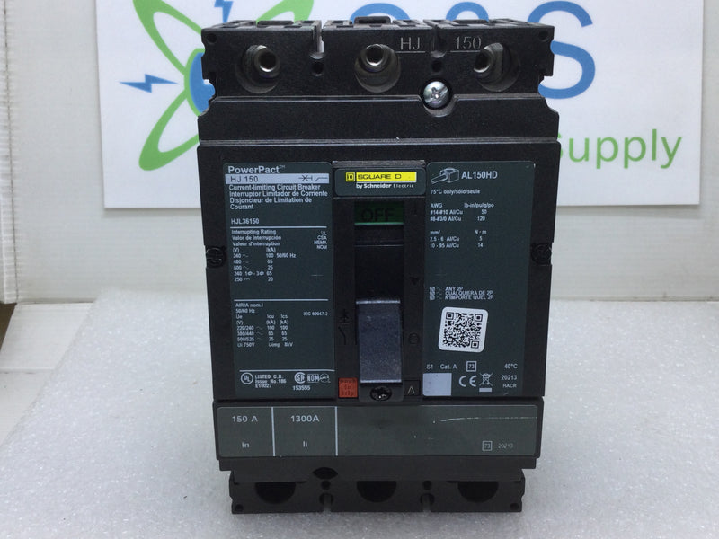 Square D PowerPact HJL36150 150 Amp 3 Pole Circuit Breaker