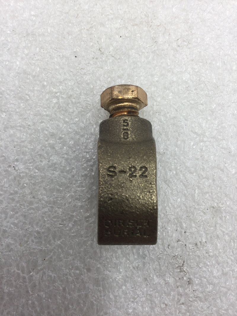 S-22 Direct Burial 5/8" Bronze Ground Rod Clamp for 2-10 AWG Wire/Cable