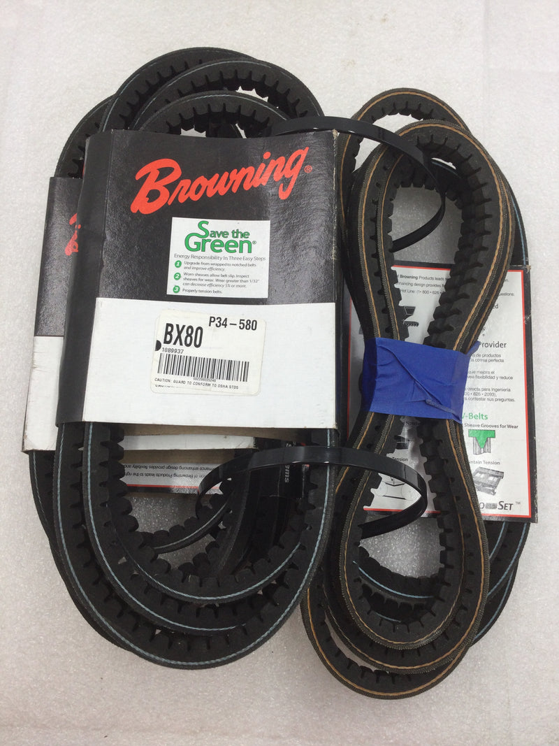 Lot of 5 Browning BX80 TorqTitan Notched/Cogged 83" O.C. V-Belt