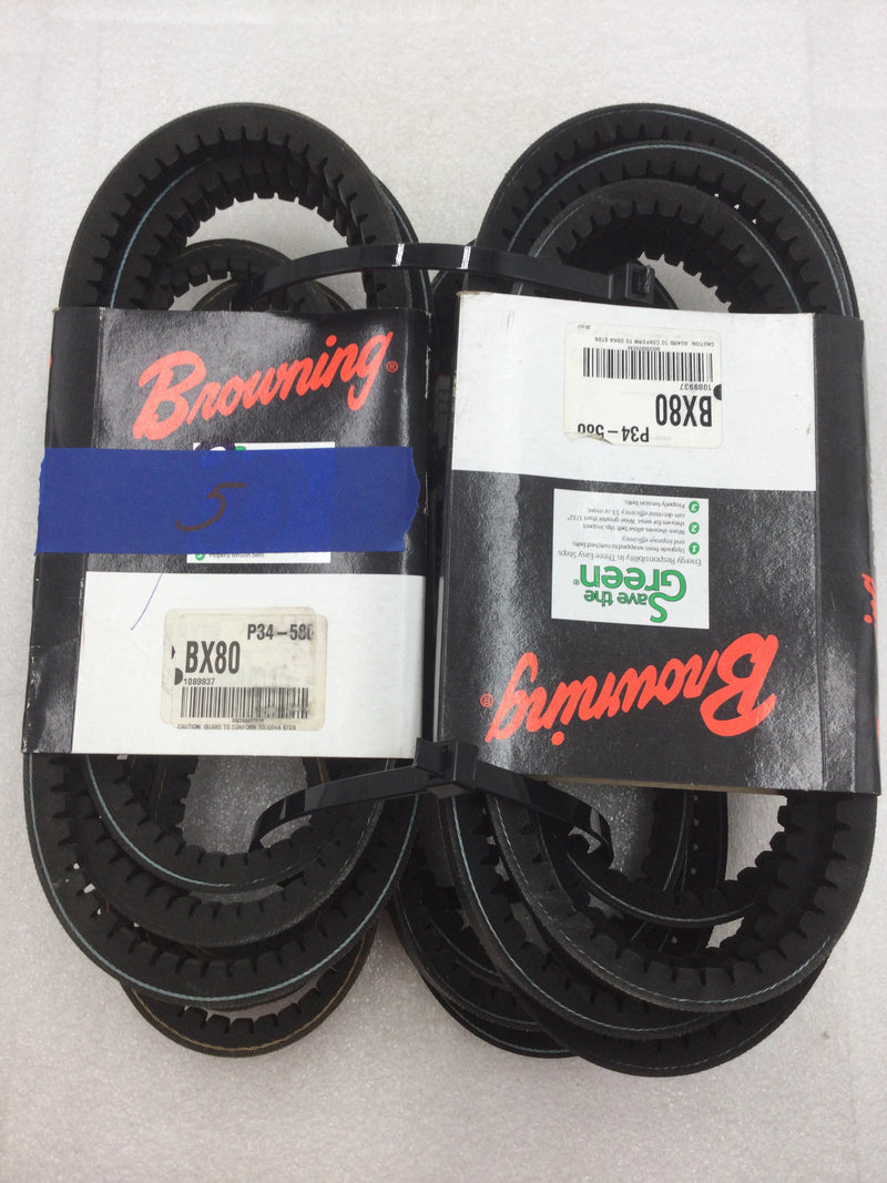 Lot of 5 Browning BX80 TorqTitan Notched/Cogged 83" O.C. V-Belt