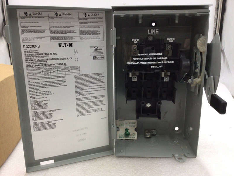 Eaton DG221URB 30 Amp 240V 2 Pole Non-Fusible Nema 3R Disconnect