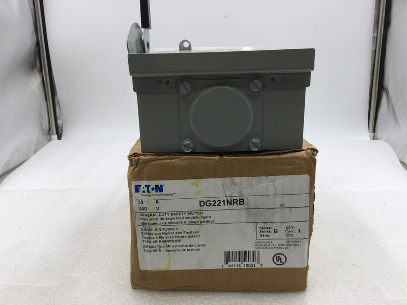 Eaton DG221NRB Outdoor General Duty Safety Switch 120v 240v 30 Amp Series 30a fused.