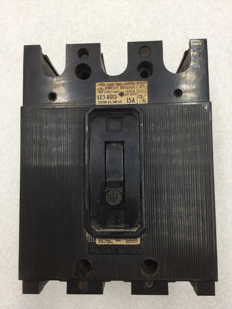 ITE EE3-B015 15 Amp 3 Pole 240 VAC 125/25 VDC Circuit Breaker