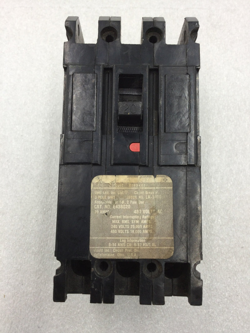 ITE E43B020 30 Amp 3 Pole 240/480V Type E Circuit Breaker