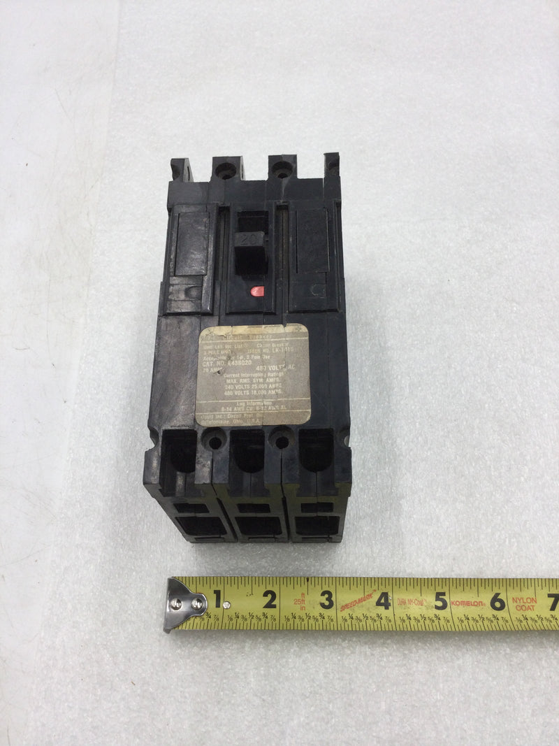 ITE E43B020 30 Amp 3 Pole 240/480V Type E Circuit Breaker