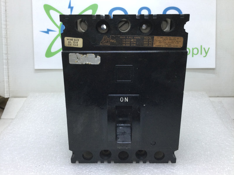 Square D FAL36015 15 Amp 3 Pole 600V Molded Case Circuit Breaker