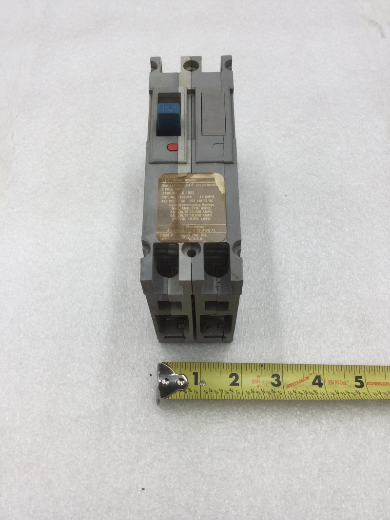 ITE Gould E42B015 15 Amp 480 VAC/250 VDC  2 Pole Circuit Breaker