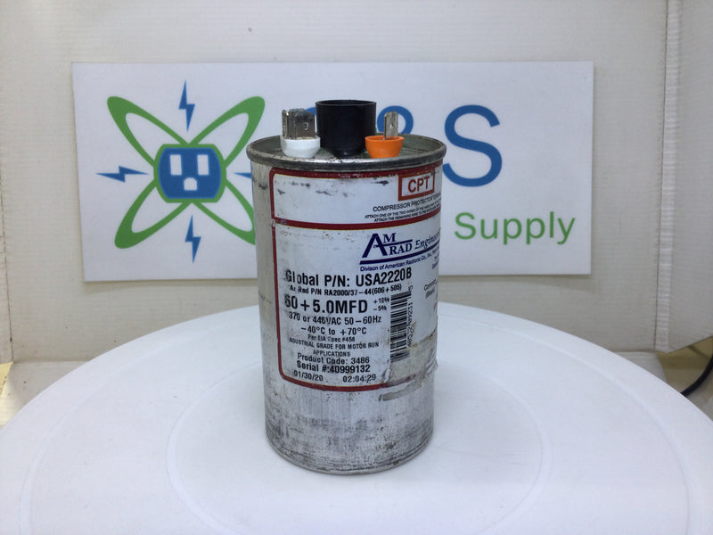 Amrad USA2220B 60+5.0 MFD 370/440V 50/60hz 70c/-40c Capacitor w/ CPT