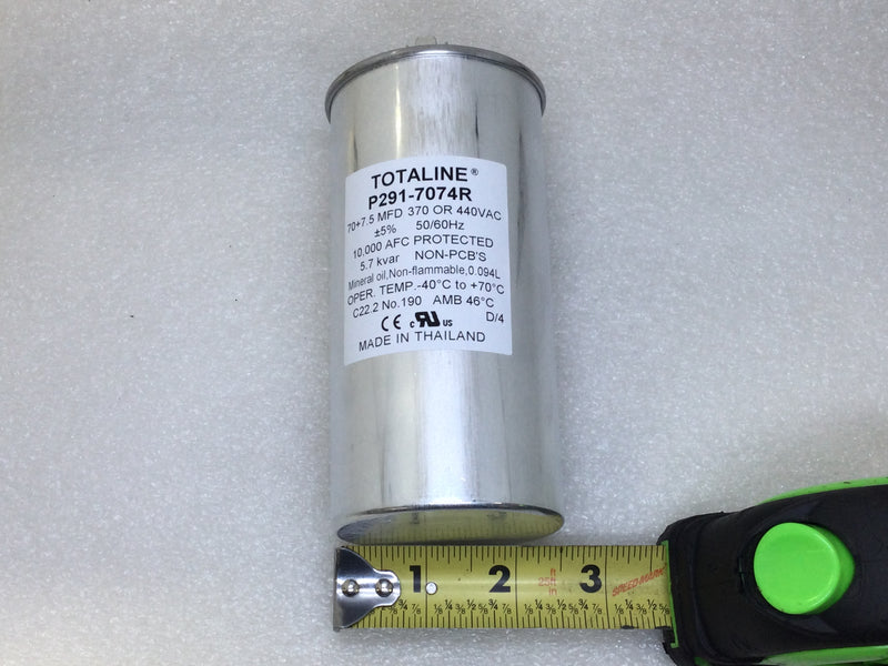 Totaline P291-7074R 70.0+7.5MFD +/-5% 370/440VAC 50/60Hz 70c/-40c