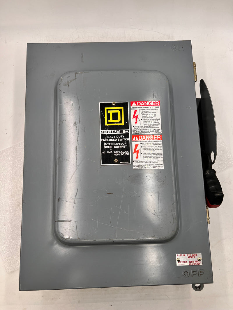 Square D H462 Fusible Disconnect 3 Pole 600v 60 Amp Type 1