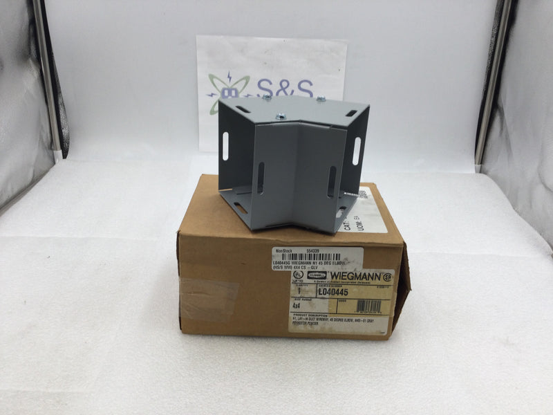 Hubbell/Wiegmann L040445G 45 Degree Elbow for 4"X4" Lay-In Duct Raceway in Gray