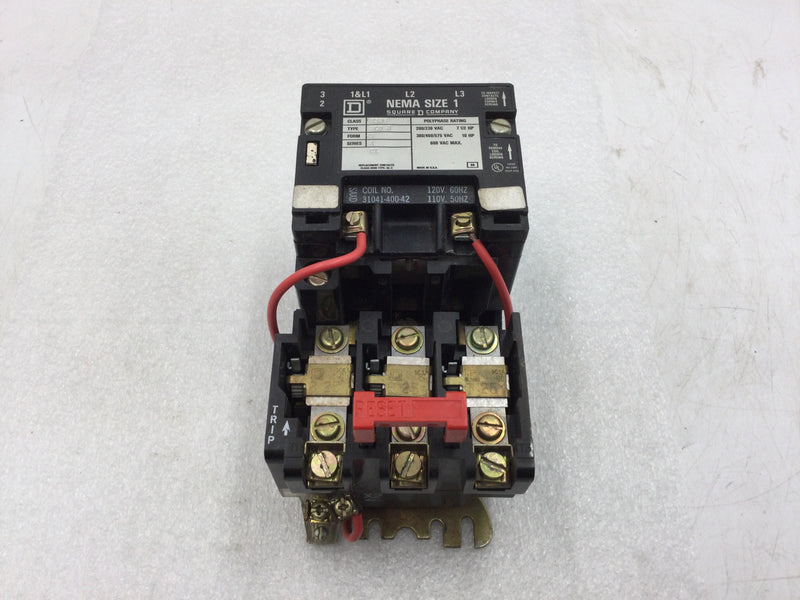 Square D 8536SC03S Starter/Contactor 600V Max 3-Pole Size 1 Series A