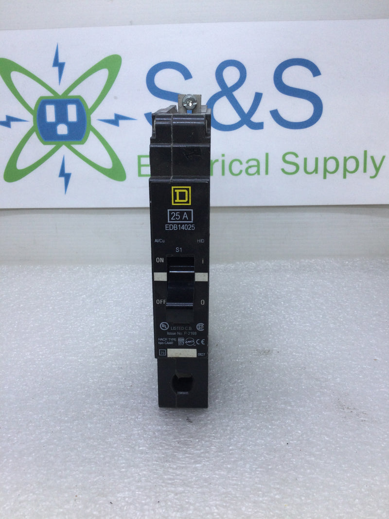 Square D EDB14025 25 Amp 1 Pole 480 VAC Bolt On Style Circuit Breaker