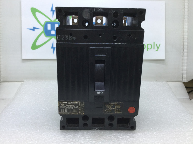 GE General Electric TED134150 150 Amp 3 Pole 480Vac Circuit Breaker