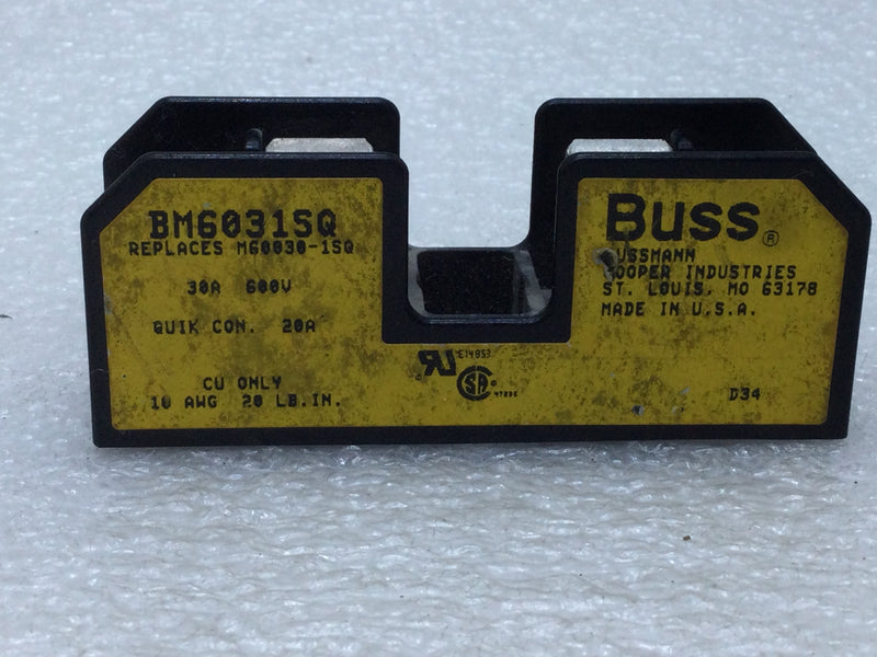 Buss BM60315Q 30 Amp 600V Fuse Holder Single Pole Quick Connect 20A