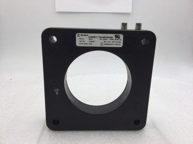 Square D 170R-301 Current Transformer 600V BIL:10KV Ratio: 300:5 Freq. 25-400 Hz Turn: 1