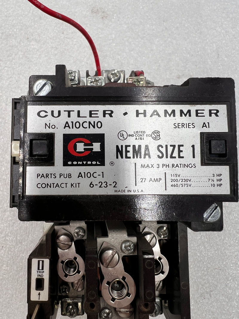 Cutler Hammer A10CN0 Size 1 600V 27 Amp 3 Phase Series A1 575V 60Hz Coil Starter