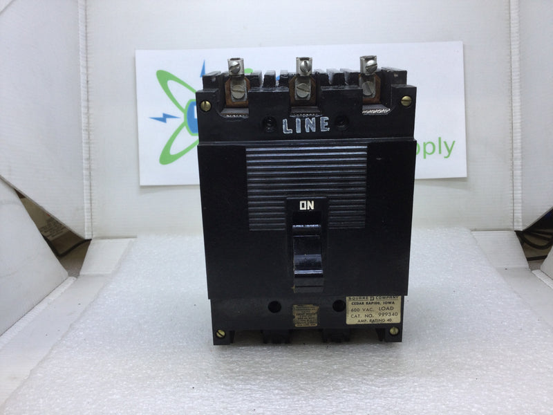 Square D 999340 3 Pole 40 Amp 480/600 VAC Type ML-1 Circuit Breaker