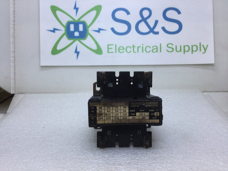 Square D S30021-503-52 Transformer 550/575/600 VAV  50/60Hz 120 VAC Output