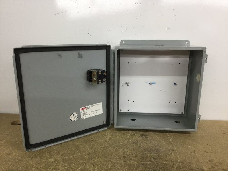 Hoffman A1212CH 12X12X6 Wall Mount Electrical Enclosure W/Backplate and Allen Bradley 800T-PB16 Push Button