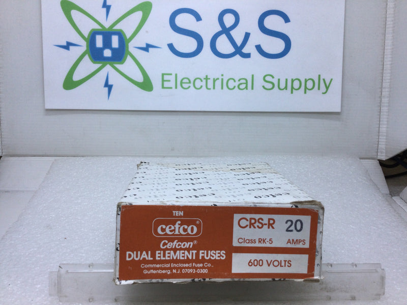 Cefco/Cefcon CRS-R20 20 Amp 600V or Less Dual Element Current Limiting Time Delay Fuse Class RK5