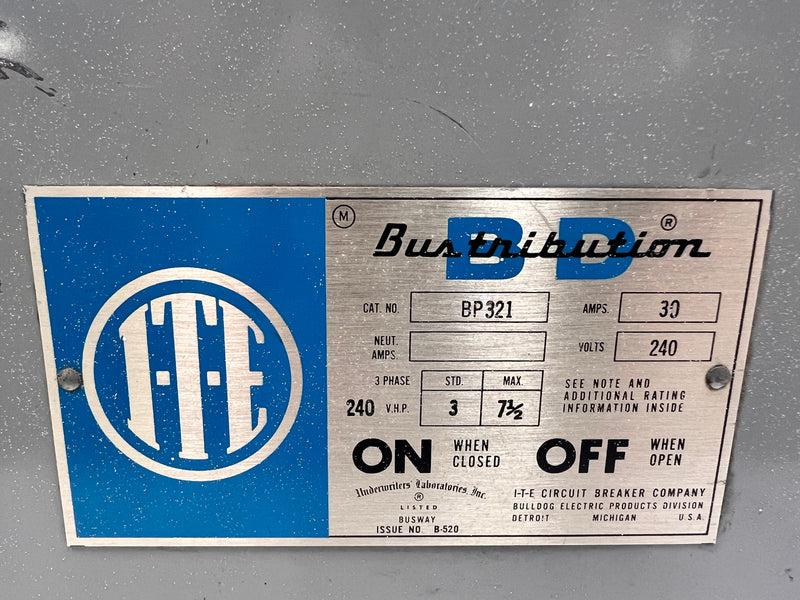 ITE/Bulldog BP321 30 Amp 240v 3 Phase Bus-tribution