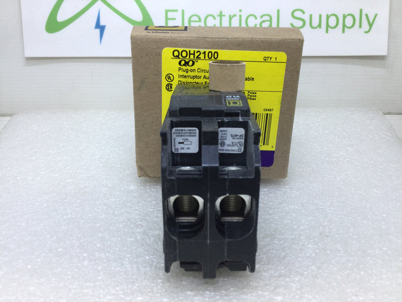 Square D QOH2100 100 Amp 2 Pole 120/240V Plug on Circuit Breaker