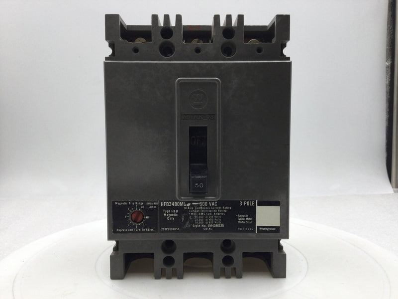 Westinghouse HFB3480ML 50 Amp 3 Pole 600V Circuit Breaker