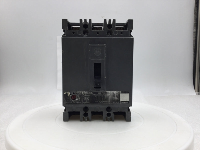 Westinghouse HFB3045ML 5 Amp 3 Pole 600V Type HFP Circuit Breaker