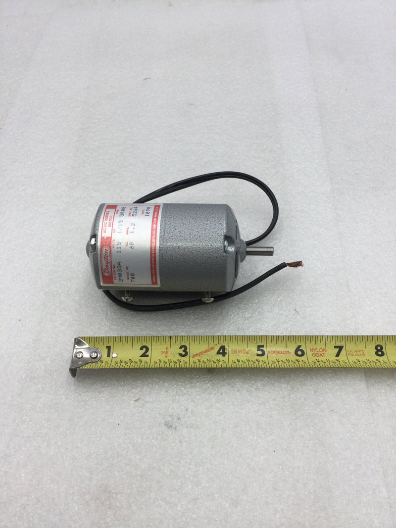 Dayton 2M033A AC-DC Series Motor 115 Volts 1/15 HP 5000 RPM CCW Rotation