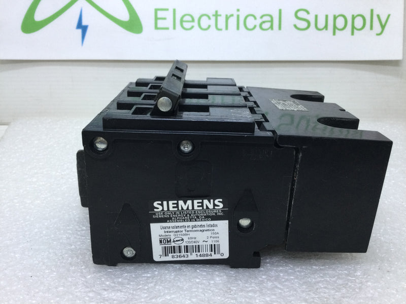 Siemens Q2150BH 150 Amp 2 Pole 120/240v 22k Type QPPH Circuit Breaker