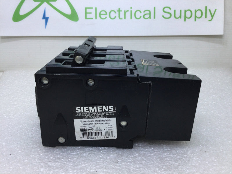 Siemens Q2125B 125 Amp 2 Pole 120/240V Type QPP Circuit Breaker