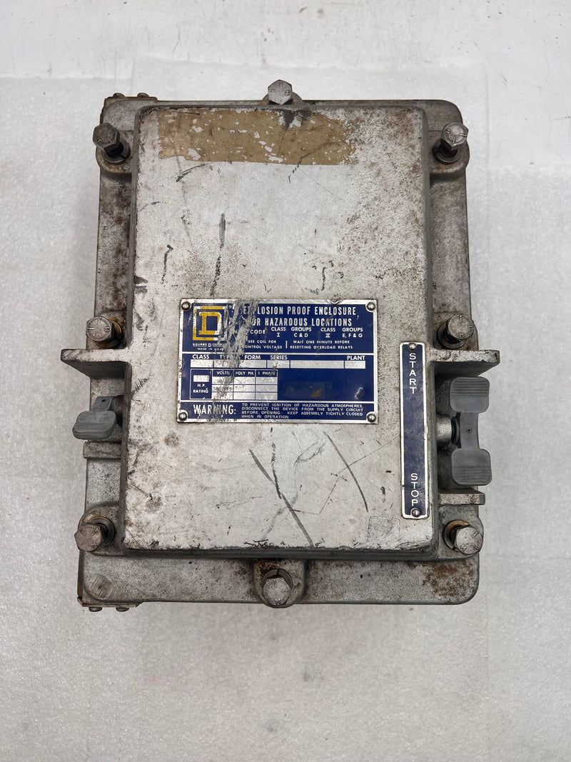 Square D Explosion Proof Enclosure 81042-18-01 With Square D 8536SBO2A Contactor 600V Max Series A 3-Phase Size 0