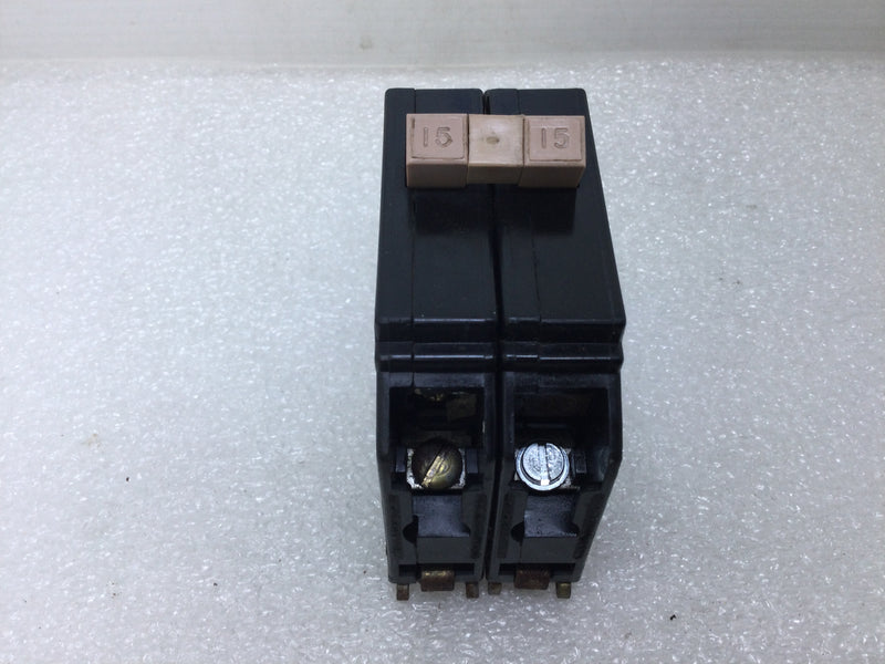 Cutler Hammer CH215 2 Pole 15 Amp 240v Metal Foot Type CH Circuit Breaker