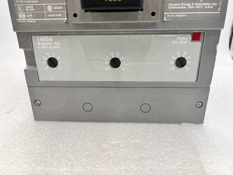 Siemens Sentron PXD63B160 1600Amp 600v 3 Poles Type PXD6 HACR Type Frame