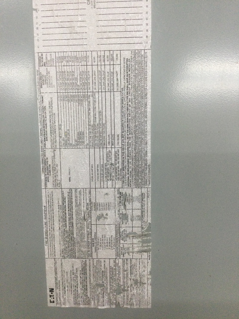 Eaton Cutler Hammer CH42B200R Nema 3R Cover Only 225Amps 120/240V 37" x 14 1/4"