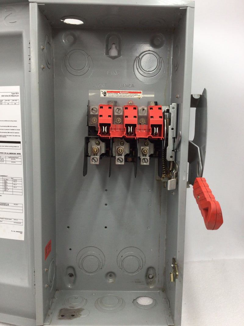 Siemens HNF363 100 Amp 660V Nema 1 Indoor Safety Switch Non-Fused