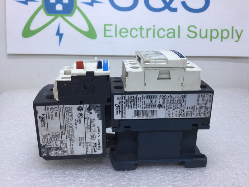 Telemecanique/Schneider Electric LC1D12 Contactor 25 Amp 200-600v 10 Hp With Relay 600V 7-10Amp Includes  LRD 14 Overload Relay