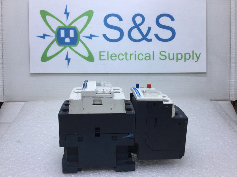 Telemecanique/Schneider Electric LC1D12 Contactor 25 Amp 200-600v 10 Hp With Relay 600V 7-10Amp Includes  LRD 14 Overload Relay