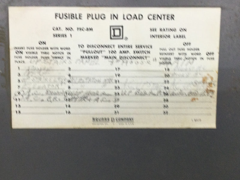 Square D FSC-8M with Main Cover/Door Only 32 Space 24 3/8" x 14 3/8"