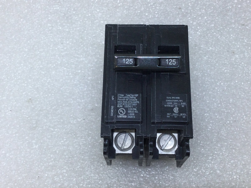 Siemens Q2125HH 125 Amp 2 Pole 120/240V 65KA Circuit Breaker