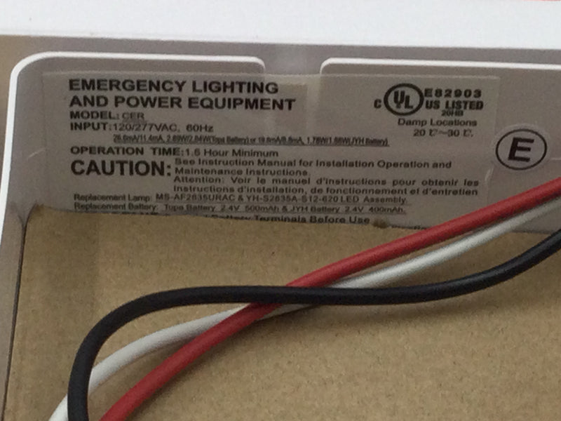 Hubbell Lighting CER CE Series Emergency Lighting and Power Equipment 60Hz 120/277V