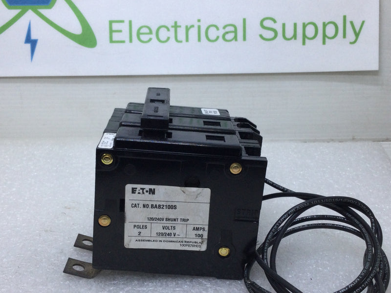 Eaton BAB2100S 100 Amp 120/240V 2 Pole Circuit Breaker w/Shunt Trip