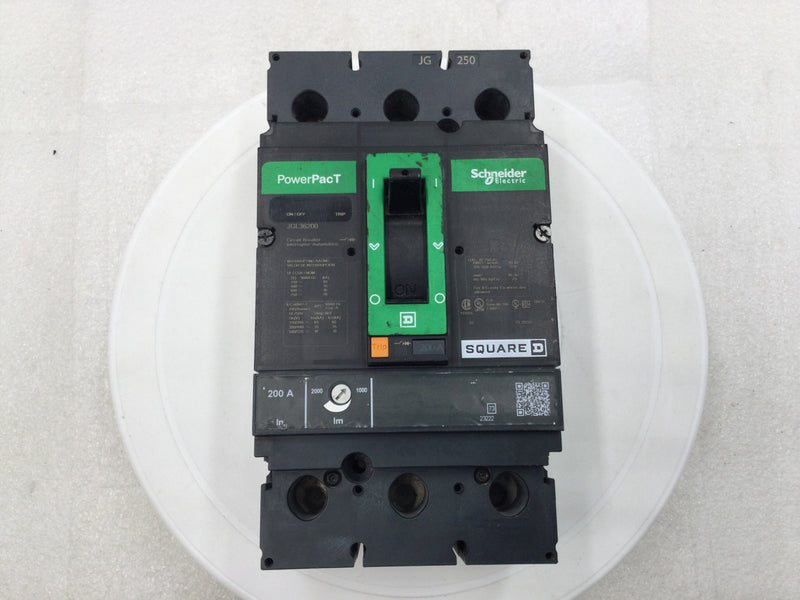 Square D JGL36200 200 Amp 3 Pole 600v PowerPacT Circuit Breaker