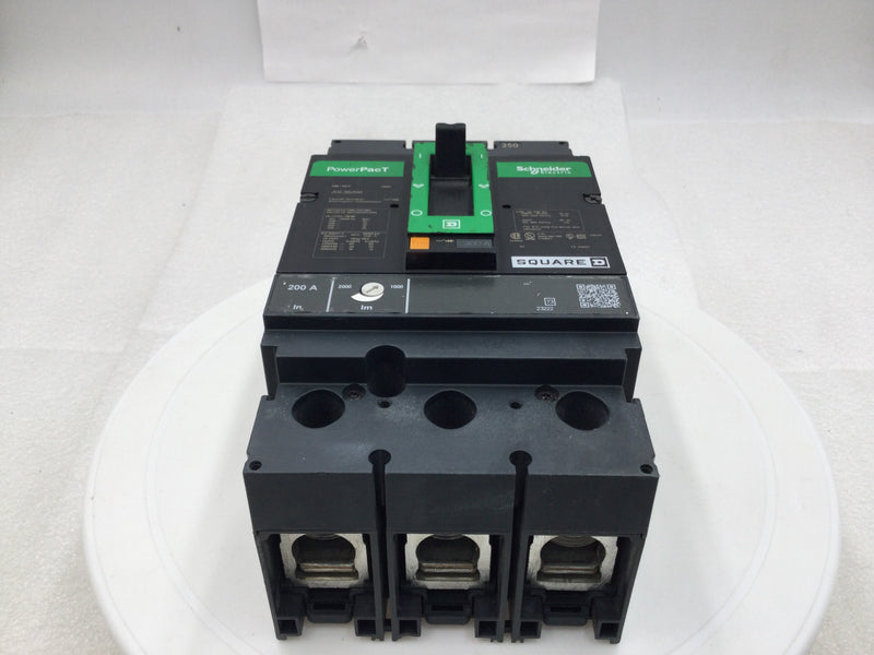 Square D JGL36200 200 Amp 3 Pole 600v PowerPacT Circuit Breaker