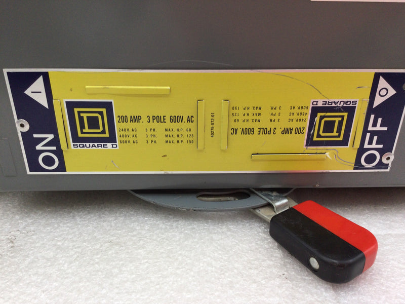 Square D QMJ364H Series E2 200 Amp 600v Panel Board Switch