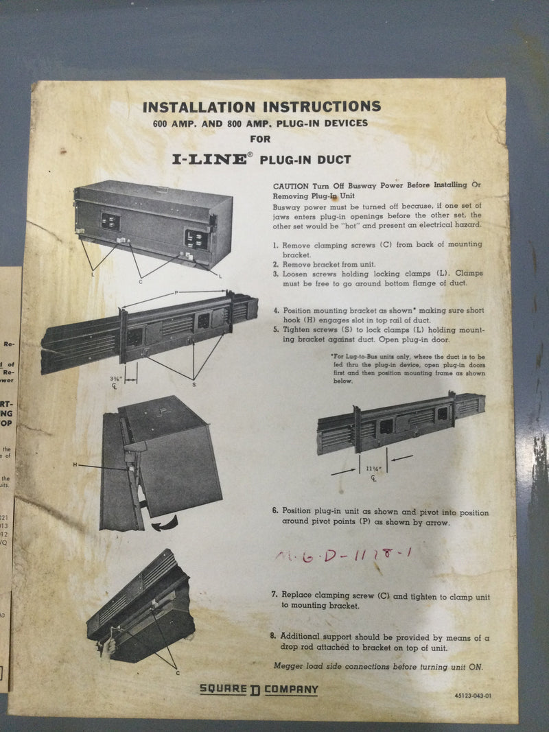 Square D PQ-3260 600 Amp I-Line Busway Unit Plug-In Duct