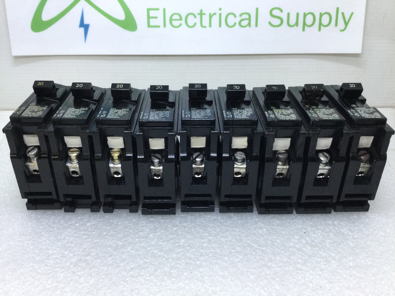 Lot of 10 - ITE/Siemens/Gould Q120 Type QP 20 Amp 120/240 Volt 1 Pole Circuit Breaker