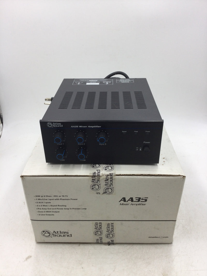 Atlas Sound AA35 Mixer/Amplifier 35 Watt Output, 1 Mic Input, 2 AUX Inputs, 2 Line Outputs